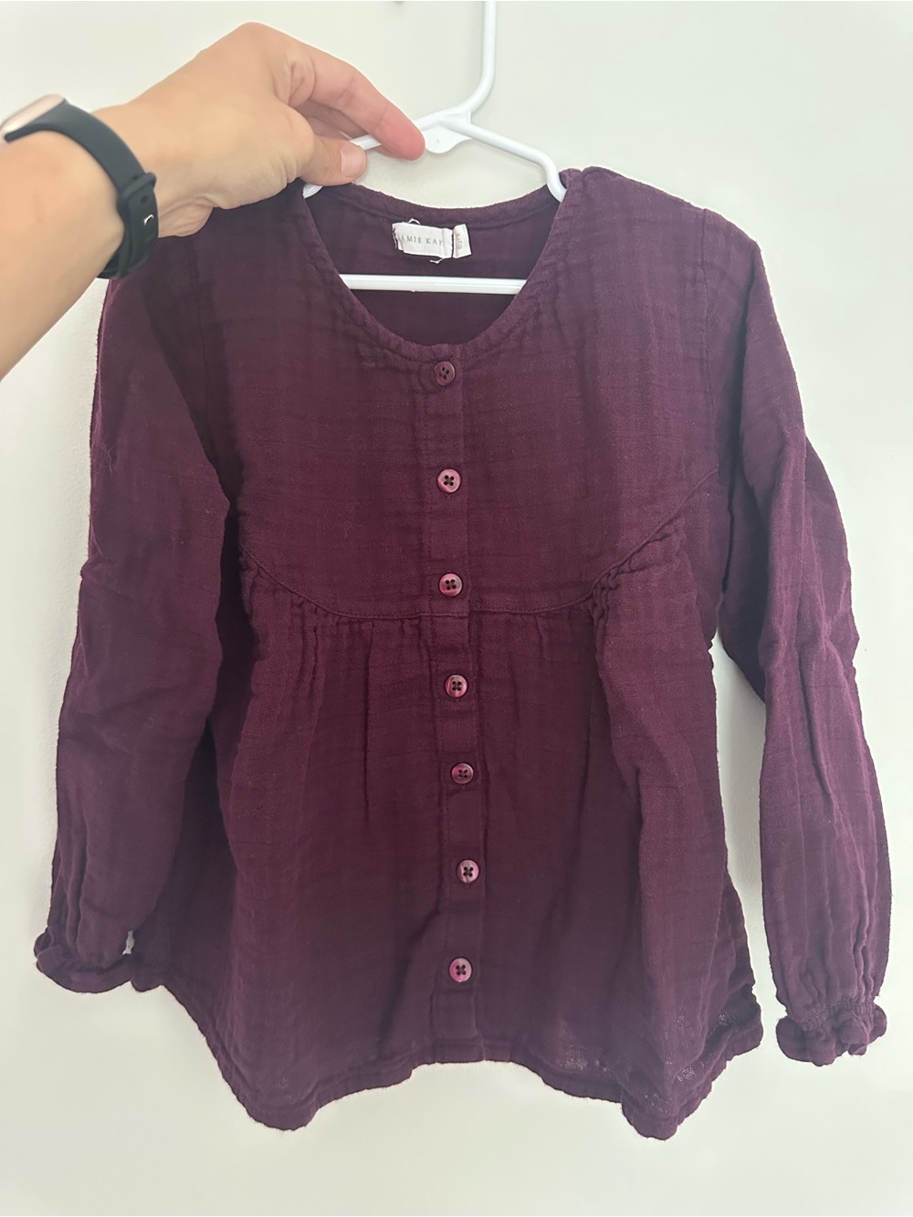 Organic Cotton Muslin Lila Blouse - Fig - 6Y